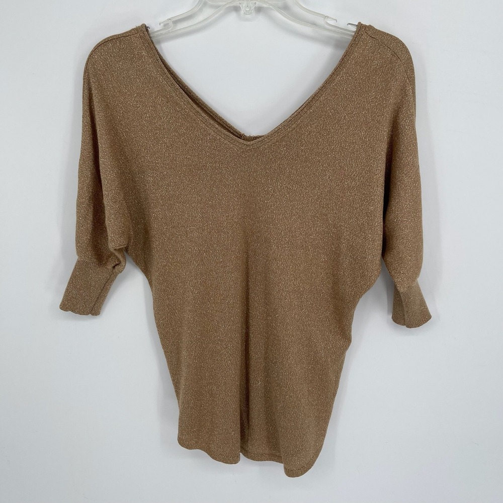 Express Women's Gold Cashmere Blend Dolman Sleeve Button Back Sweater Size XS